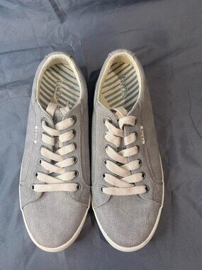 Taos Star Women’s Gray Washed Canvas Sneakers Lace Up Size 10